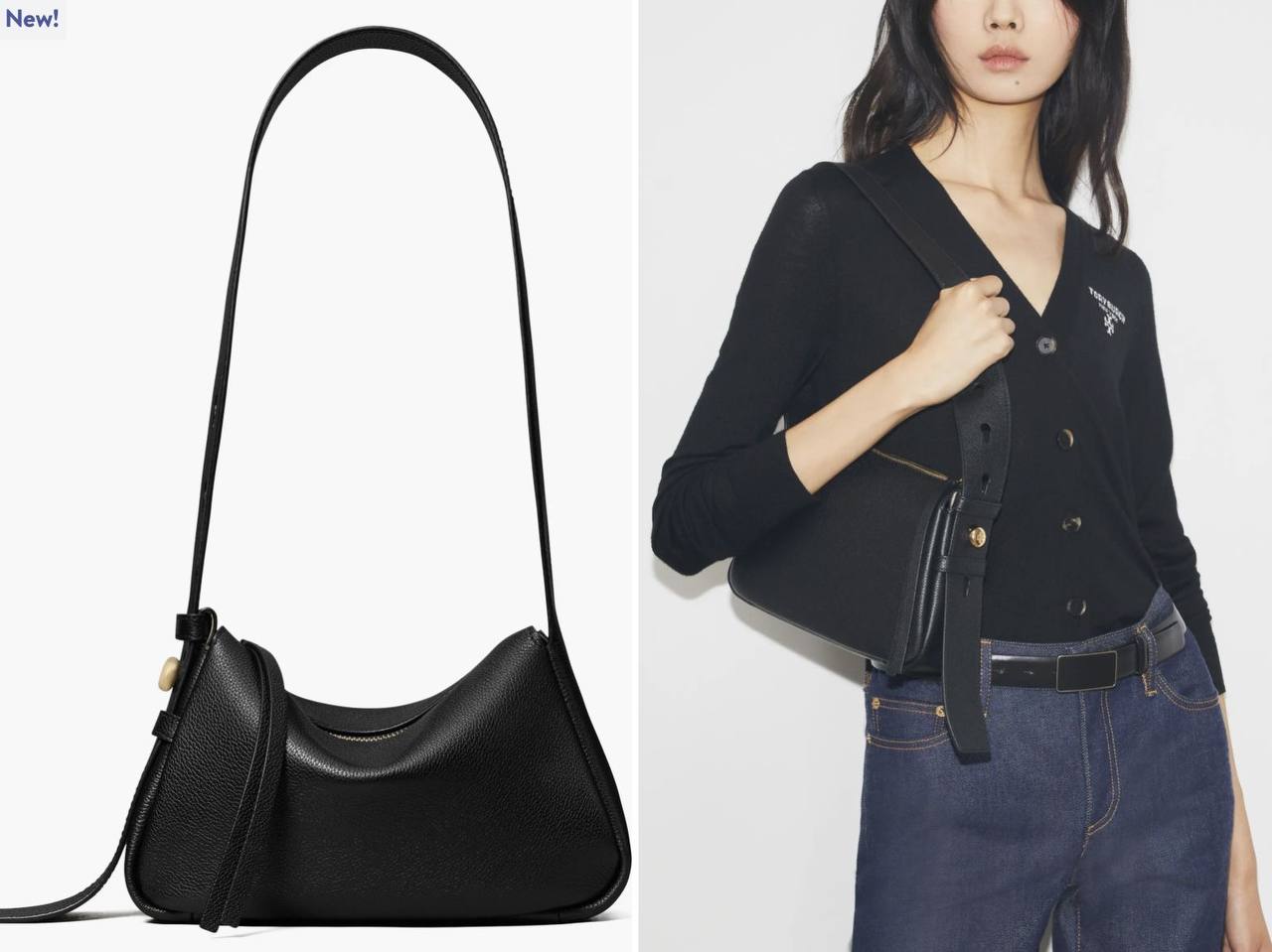 ORIG & IMPORTED Tory Burch Small Romy Leather Shoulder Bag Black