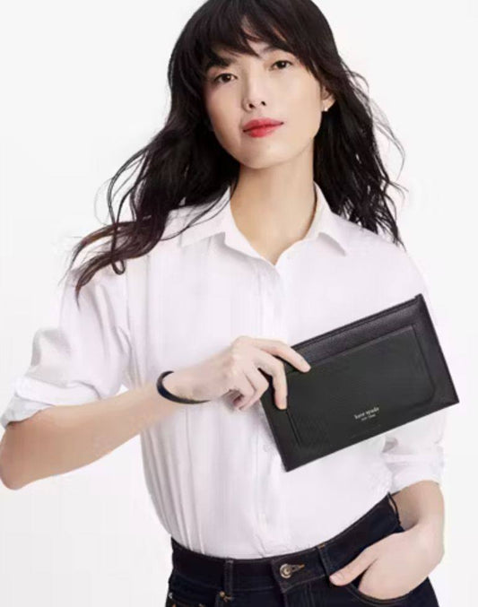 ORIG & IMPORTED Kate Spade KS Ava Large Slim Wristlet Black Wallet