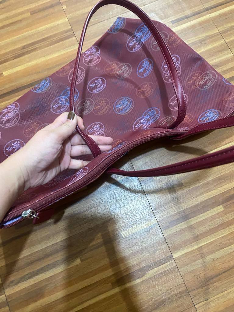 ORIG Preloved Lacoste L.12.12 Concept Large All Over Print Shopping Red Tote Bag
