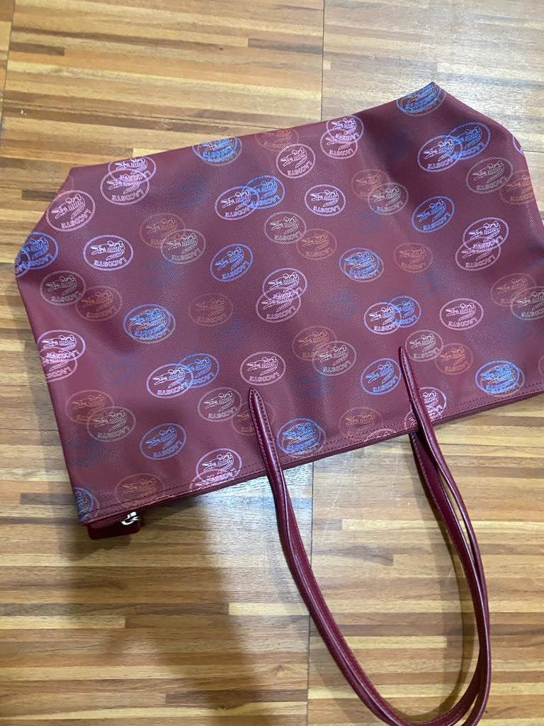 ORIG Preloved Lacoste L.12.12 Concept Large All Over Print Shopping Red Tote Bag