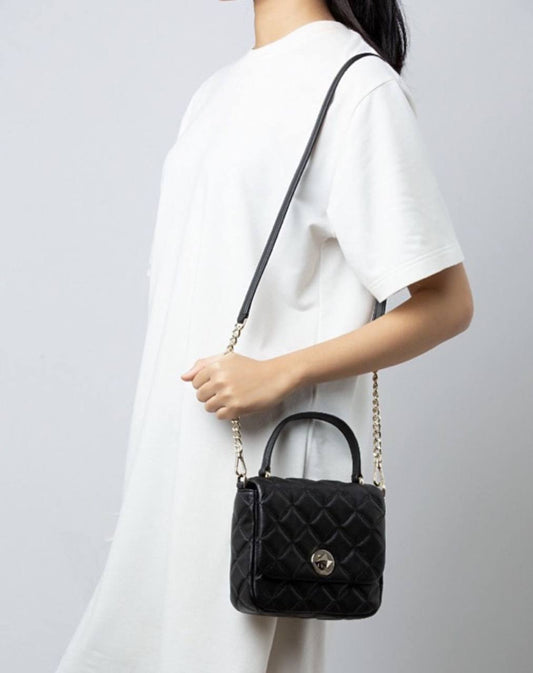 ORIG & IMPORTED KS Natalia Top Handle Square Quilted Black Bag