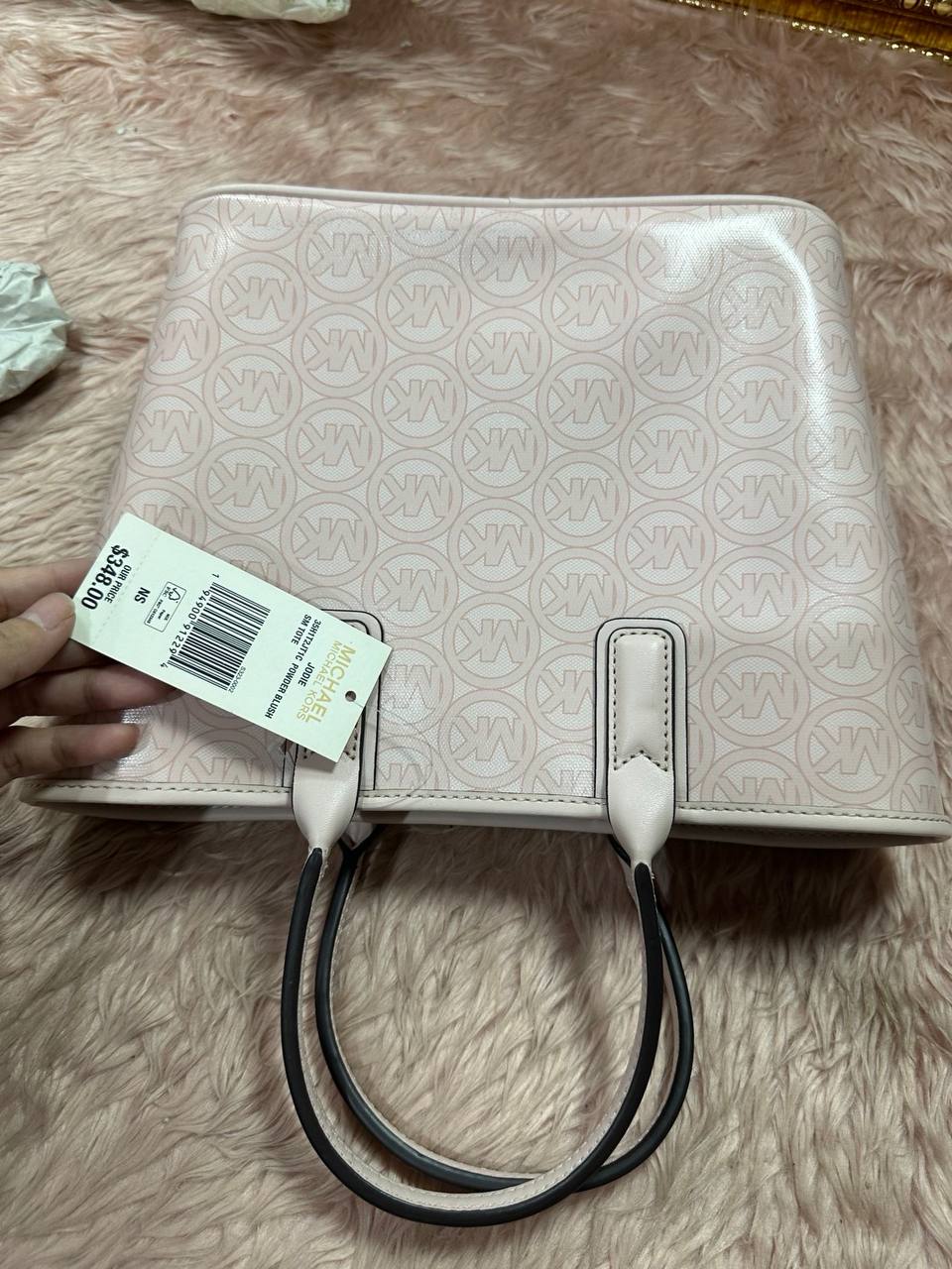 ORIG & IMPORTED MICHAEL KORS MK Jodie Small Logo Jacquard Tote Bag Pink