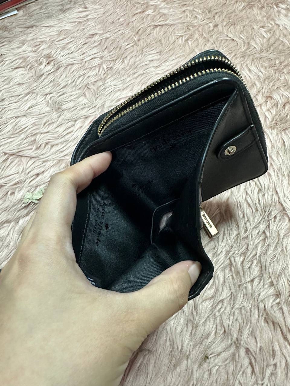ORIG Preloved Kate Spade KS Minnie Mouse Zip Around Black Small Wallet