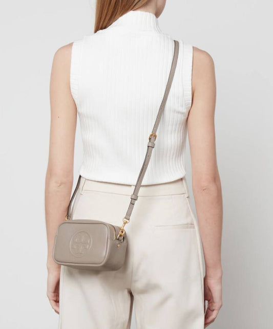 ORIG Preloved Tory Burch Perry Bombe Mini Bag Gray