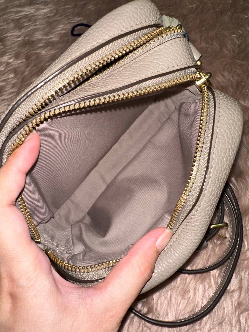 ORIG Preloved Tory Burch Perry Bombe Mini Bag Gray