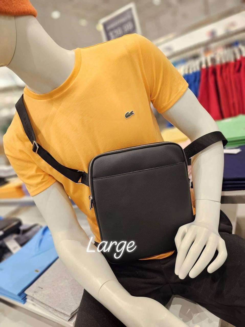 ORIG & IMPORTED LacosteL Flat Crossover Men Bag Black