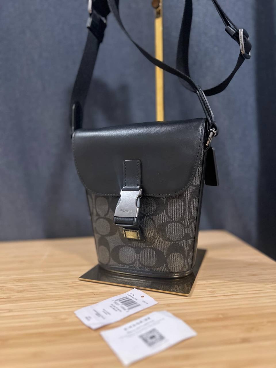 ORIG Preloved Coach Track Small Flap Crossbody Men Phone Bag
