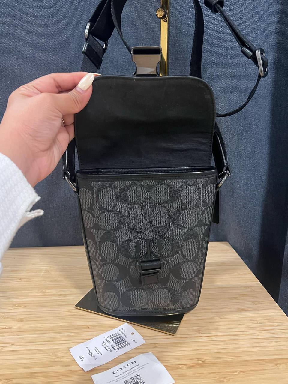 ORIG Preloved Coach Track Small Flap Crossbody Men Phone Bag