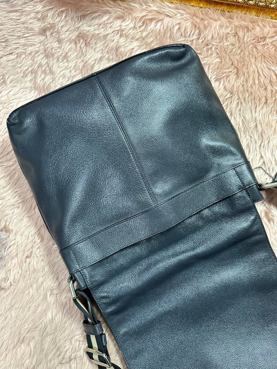 ORIG Preloved COACH Charles Messenger Blue Flap Bag