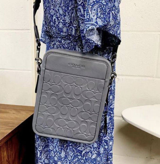 ORIG COACH Sullivan Crossbody In Signature Leather Men Bag Gray