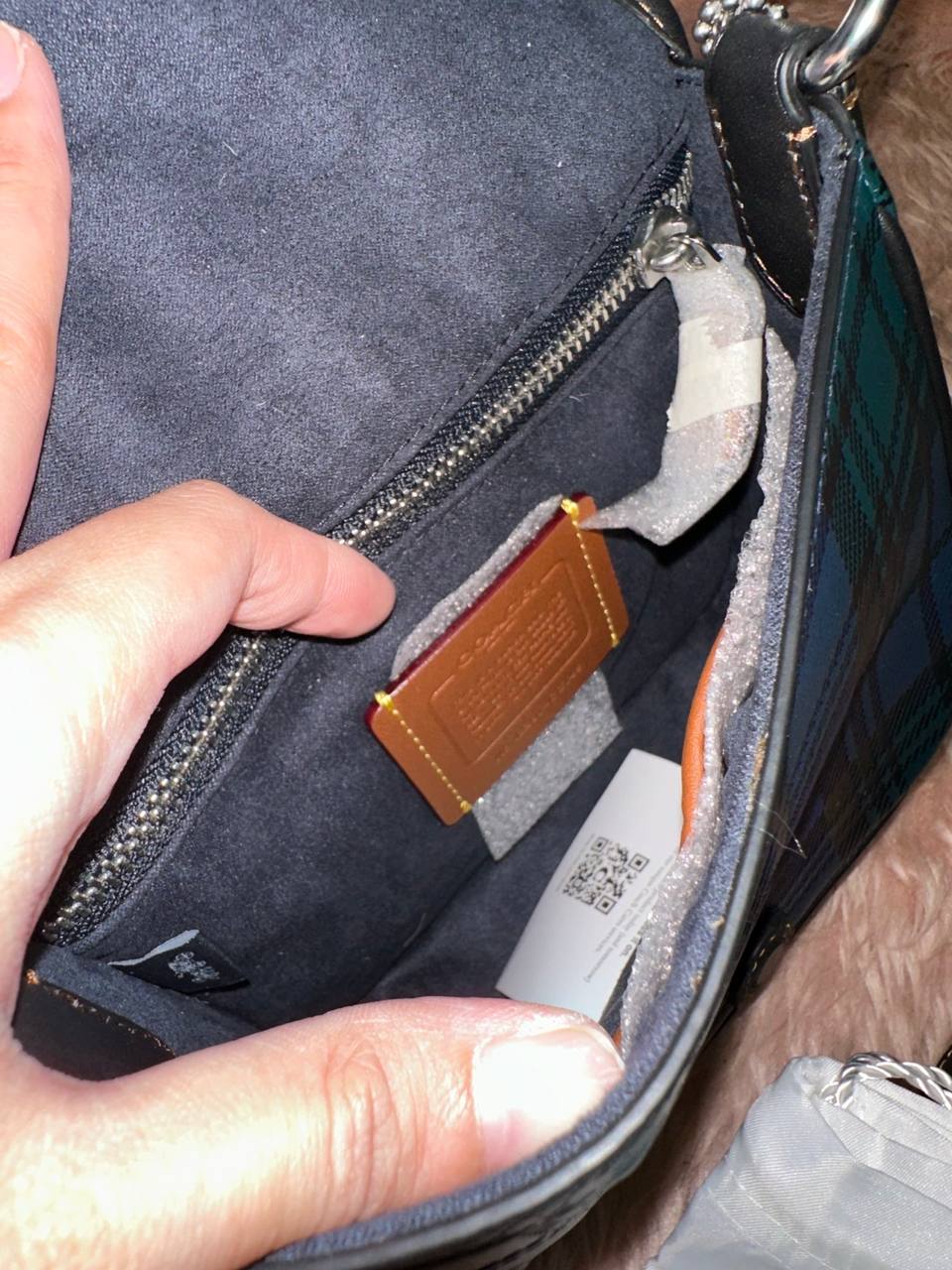ORIG COACH Retail Frankie Crossbody 18 With Plaid Print Blue Small Men Bag