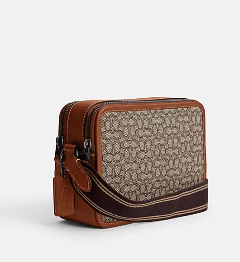 ORIG COACH RETAIL CHARTER CROSSBODY 24 IN MICRO SIGNATURE JACQUARD BROWN