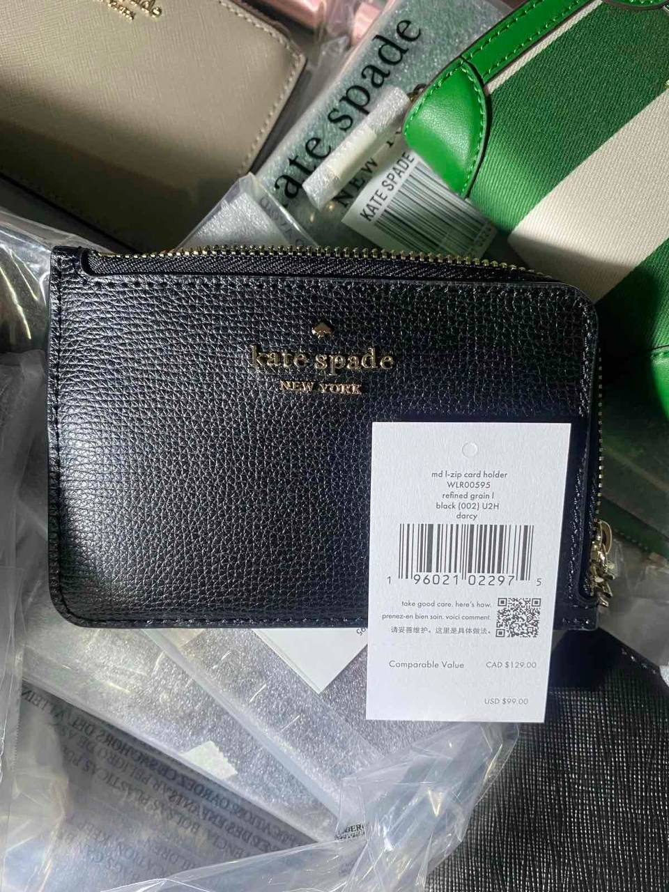 ORIG & IMPORTED Kate Spade KS Darcy Medium L Zip Card Holder Black Wallet