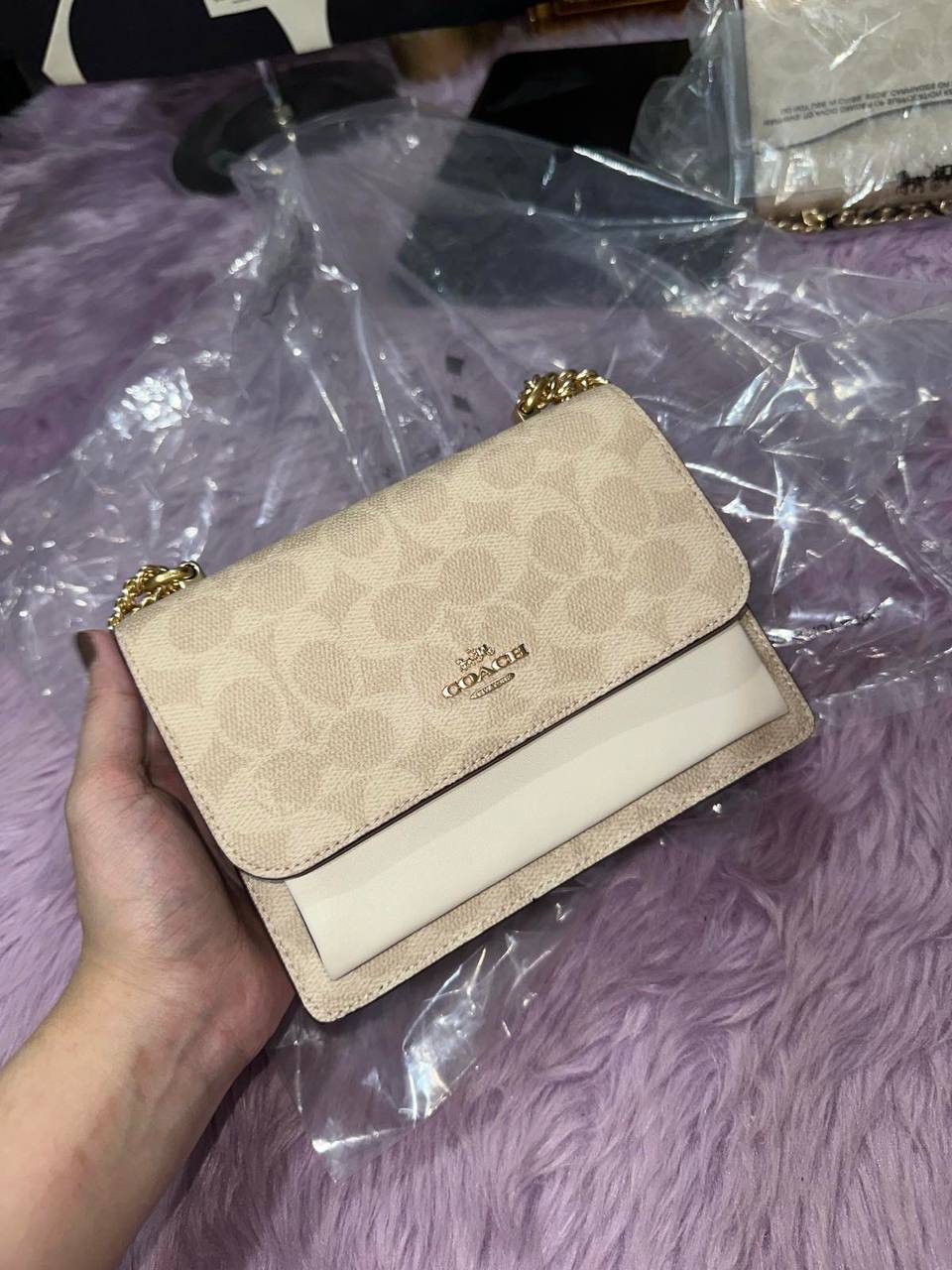ORIG & IMPORTED Coach Mini Klare Crossbody Small Bag In Signature Canvas in SAND/CHALK