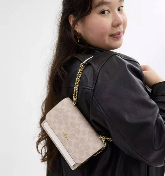 ORIG & IMPORTED Coach Mini Klare Crossbody Small Bag In Signature Canvas in SAND/CHALK