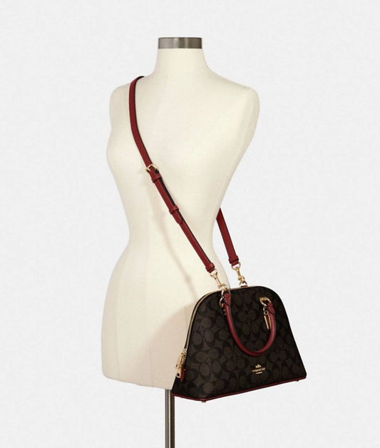 ORIG Preloved Coach Katy Satchel Signature Brown Red Bag