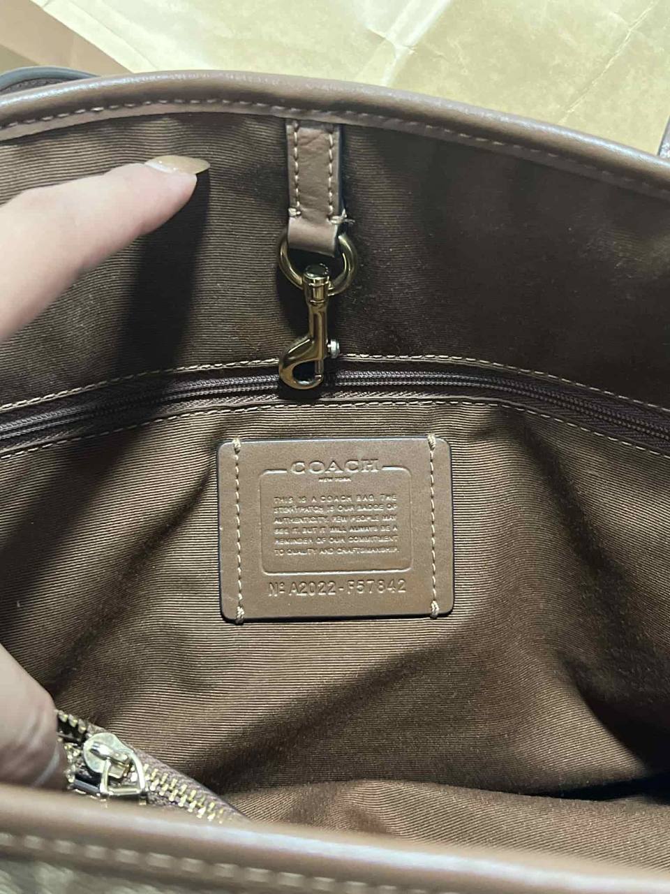 ORIG Preloved Coach Drawstring Carryall Large Tote Satchel Bag Khaki Brown