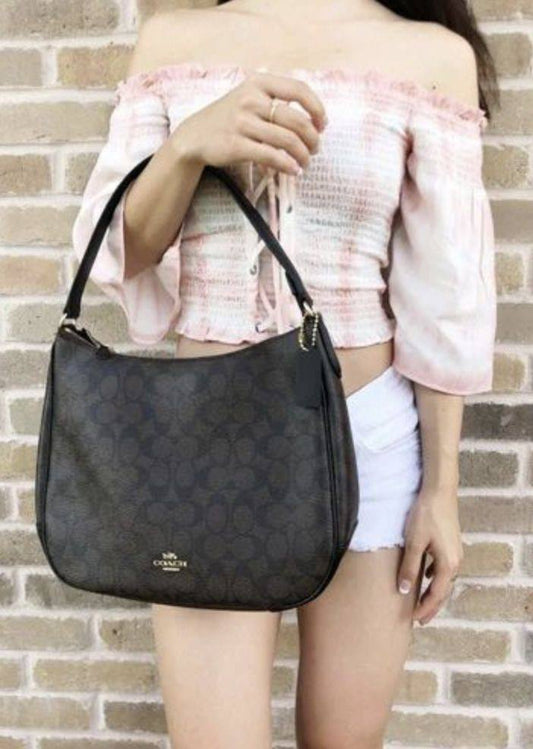 ORIG Preloved Coach Zip Hobo Shoulder Black Bag