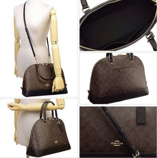 ORIG Preloved Coach Large Sierra Satchel Black Signature Brown Black