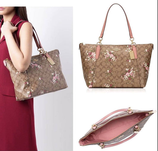 ORIG Preloved Coach Ava Tote Large Floral Brown Bag