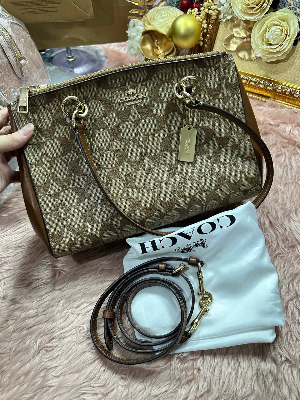 ORIG Preloved Coach Etta Carryall Large Khaki Brown Bag