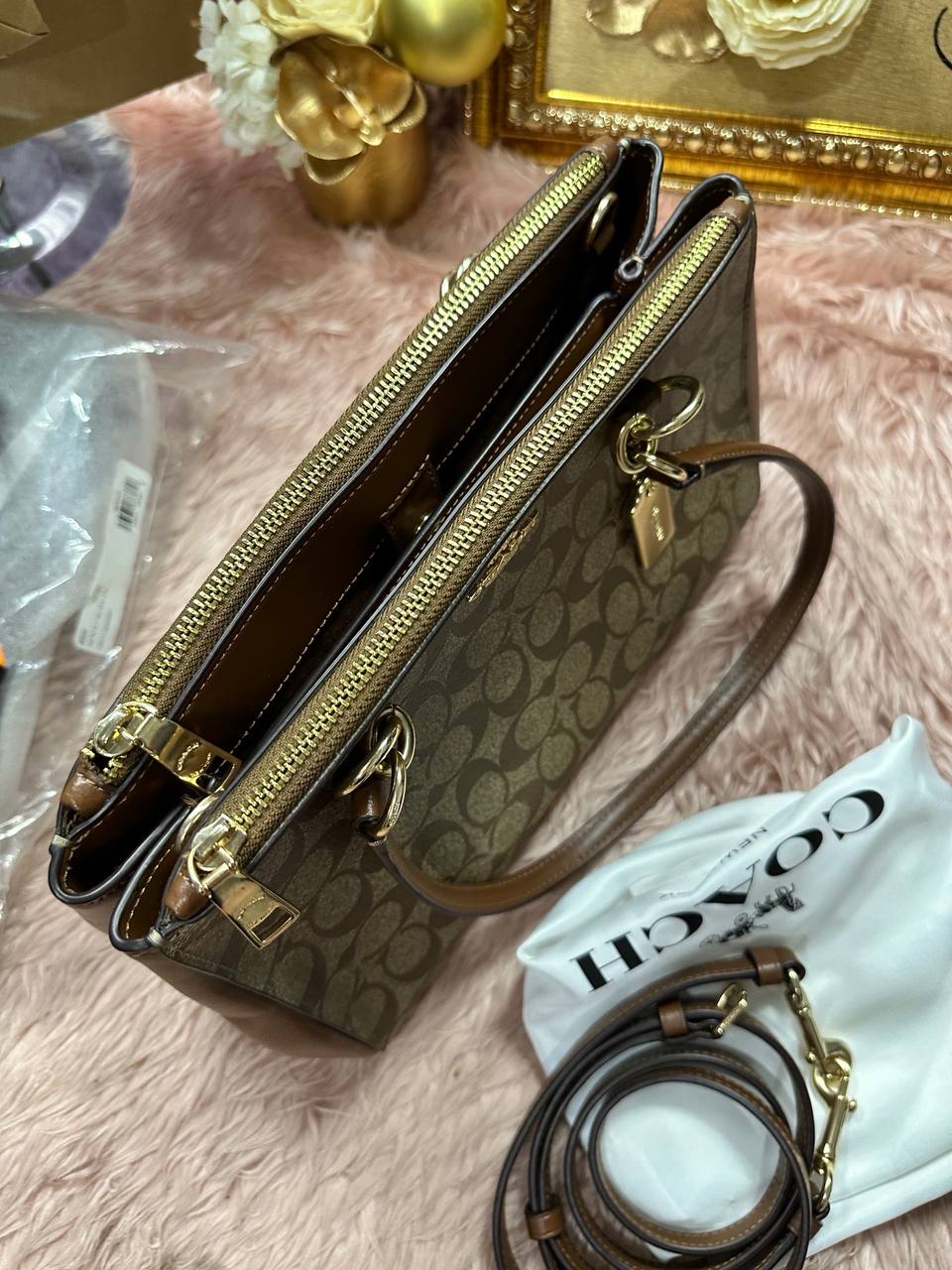ORIG Preloved Coach Etta Carryall Large Khaki Brown Bag