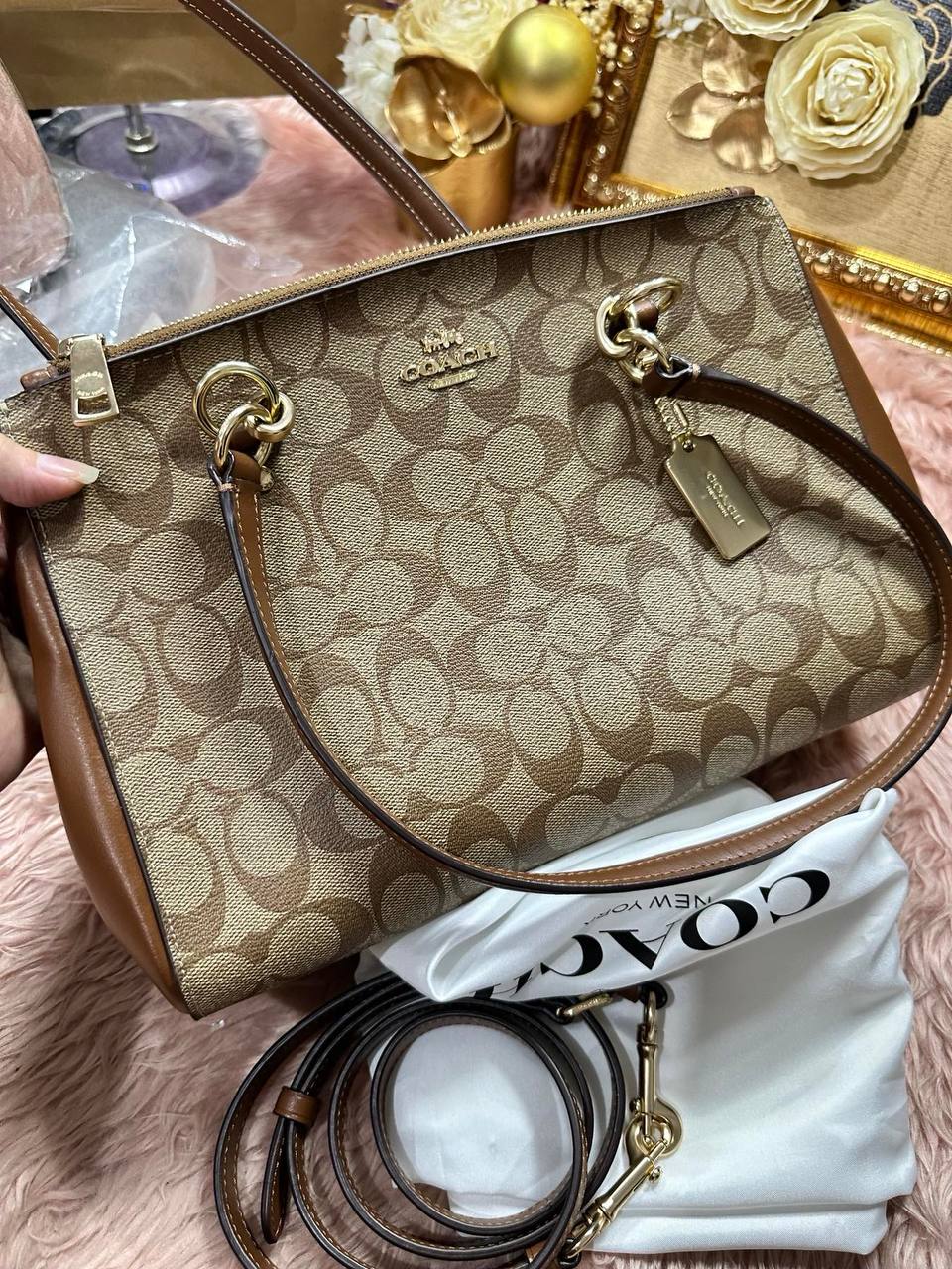 ORIG Preloved Coach Etta Carryall Large Khaki Brown Bag