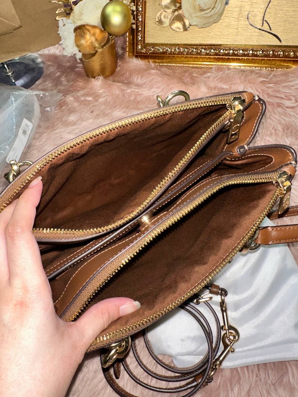 ORIG Preloved Coach Etta Carryall Large Khaki Brown Bag