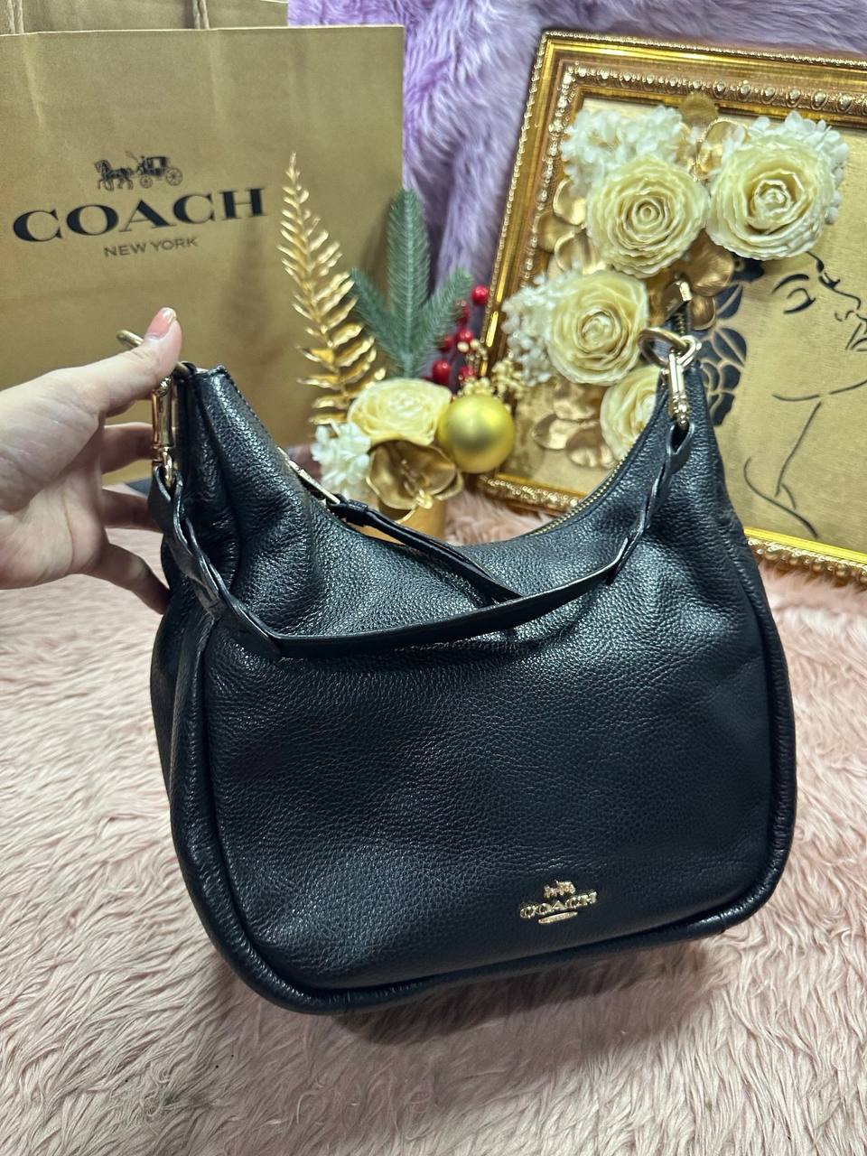 ORIG Preloved Coach Jules Hobo Large Shoulder Black Bag