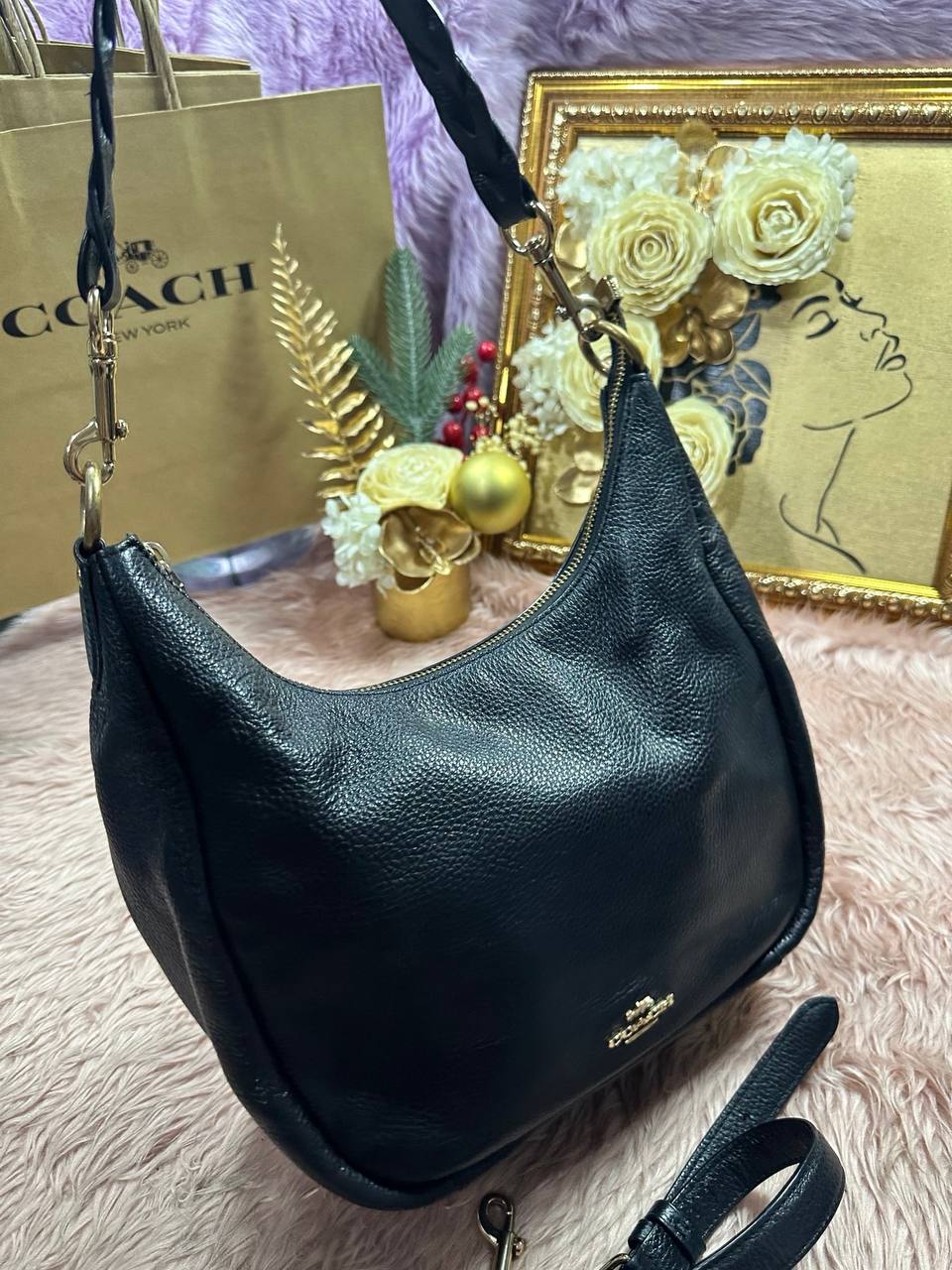 ORIG Preloved Coach Jules Hobo Large Shoulder Black Bag