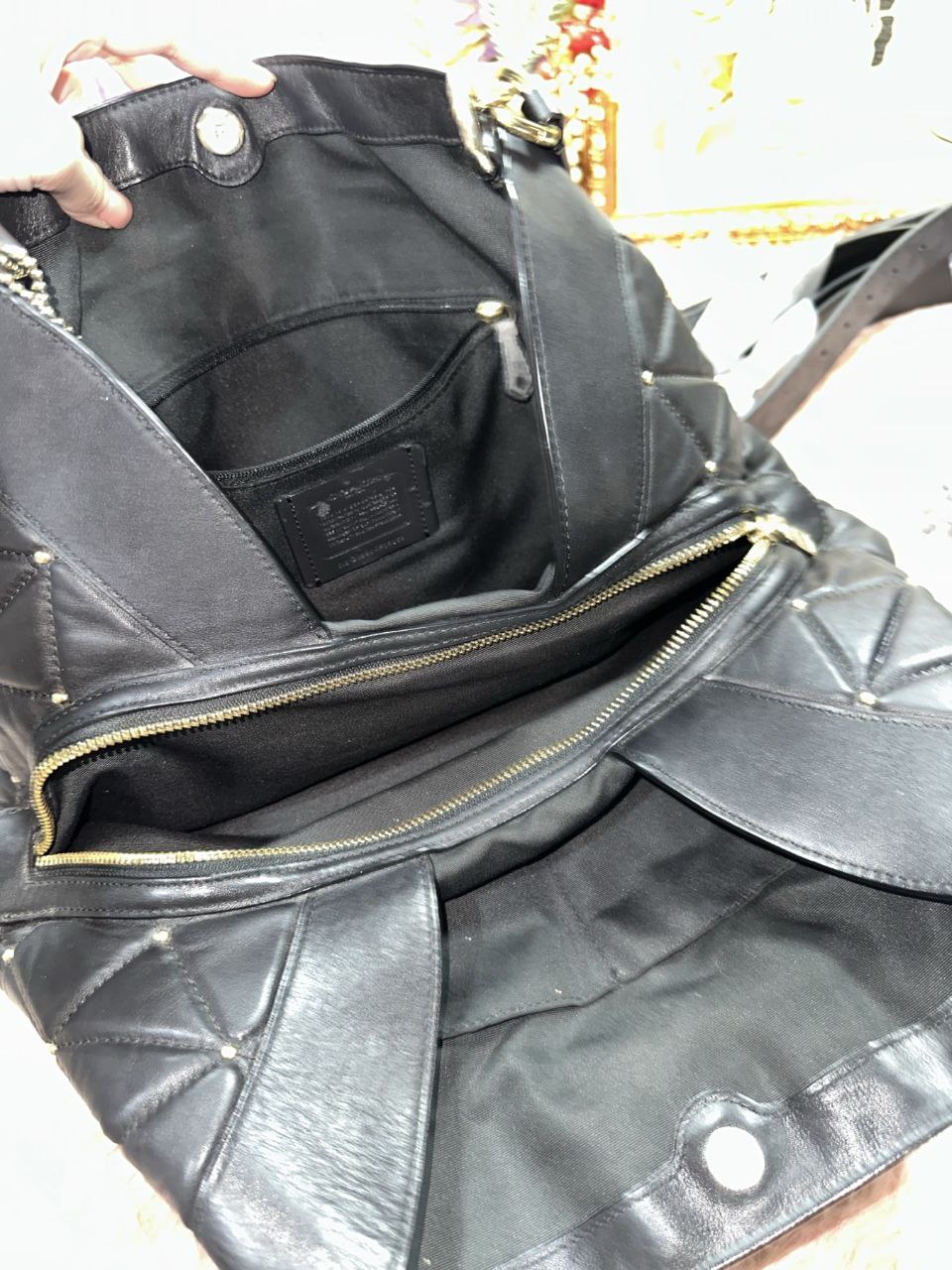 ORIG Preloved Coach Lexi Limited Edition Black Leather Quilted Stud Shoulder Bag