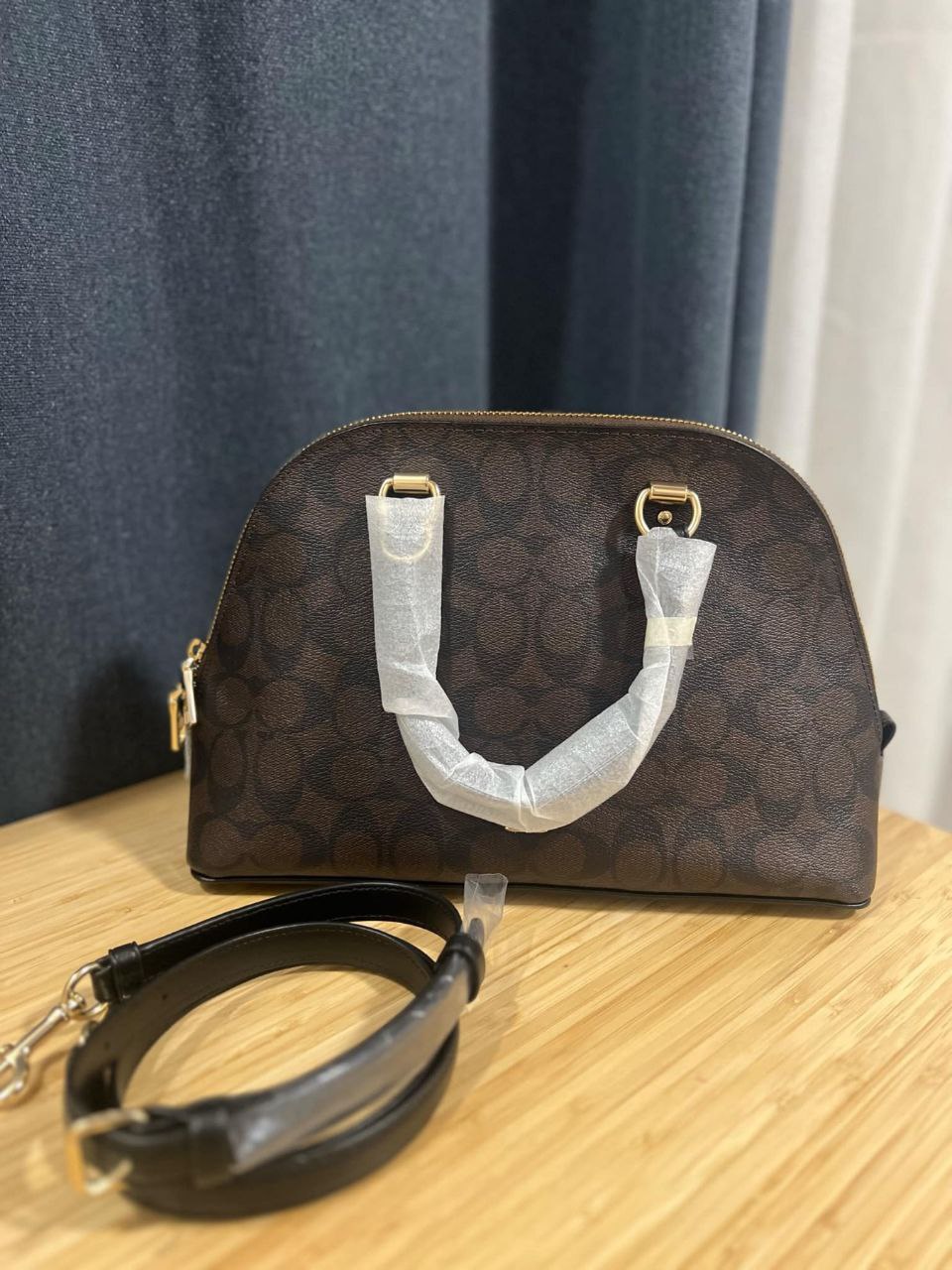 ORIG & IMPORTED COACH Katy Satchel In Signature Canvas Brown Bag