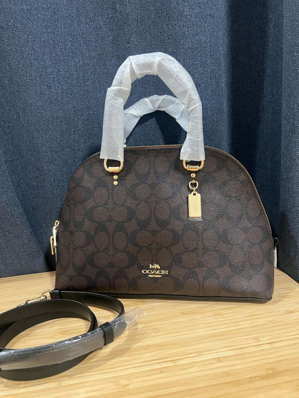 ORIG & IMPORTED COACH Katy Satchel In Signature Canvas Brown Bag