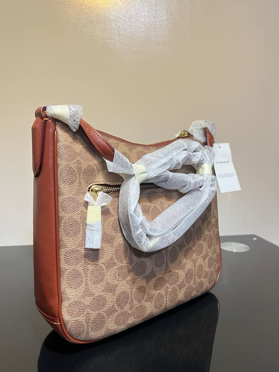 ORIG & IMPORTED COACH Retail Chaise Crossbody Bag In Signature Canvas Brown Tan