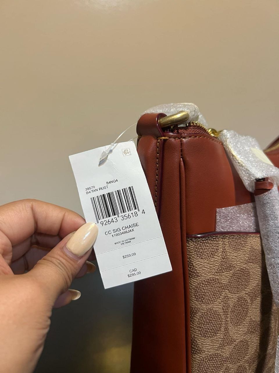 ORIG & IMPORTED COACH Retail Chaise Crossbody Bag In Signature Canvas Brown Tan