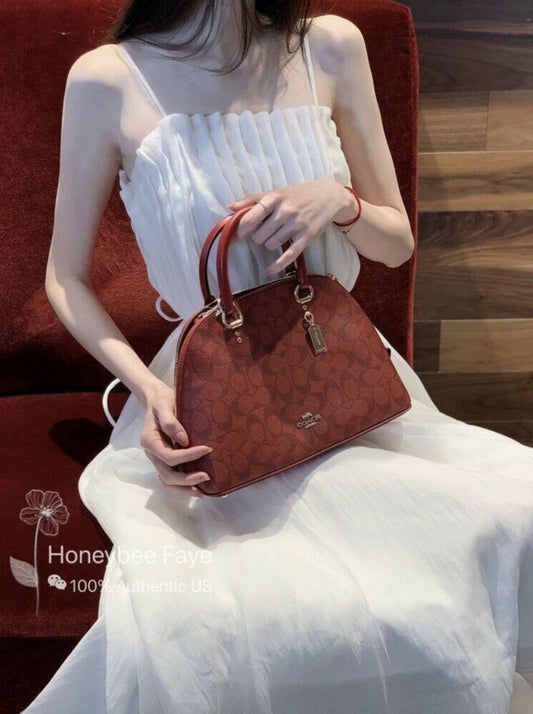 ORIG Preloved Coach Katy Satchel In Signature Canvas Red Bag