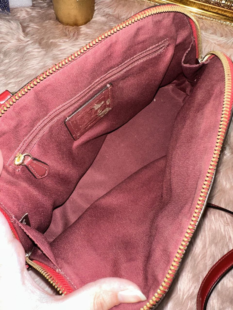 ORIG Preloved Coach Katy Satchel In Signature Canvas Red Bag