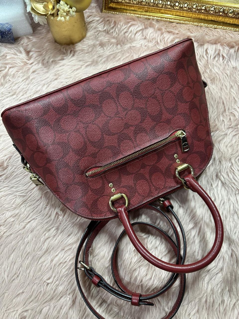 ORIG Preloved Coach Katy Satchel In Signature Canvas Red Bag