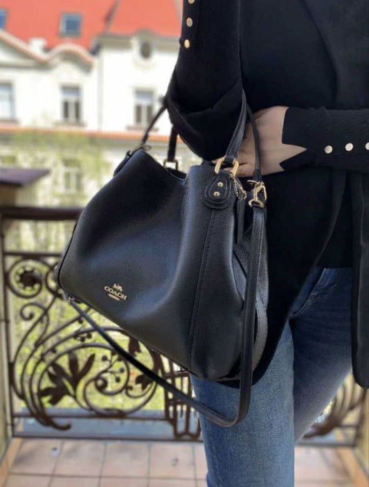 ORIG Preloved Coach Edie Large Hobo Shoulder Bag Navy Blue