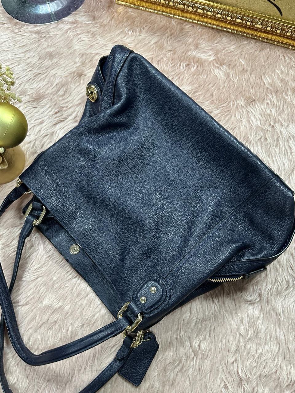 ORIG Preloved Coach Edie Large Hobo Shoulder Bag Navy Blue