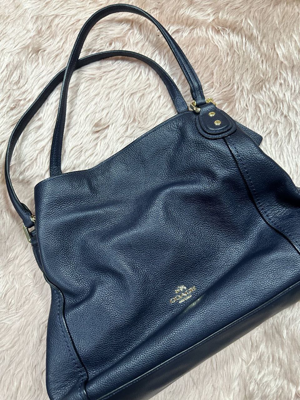 ORIG Preloved Coach Edie Large Hobo Shoulder Bag Navy Blue