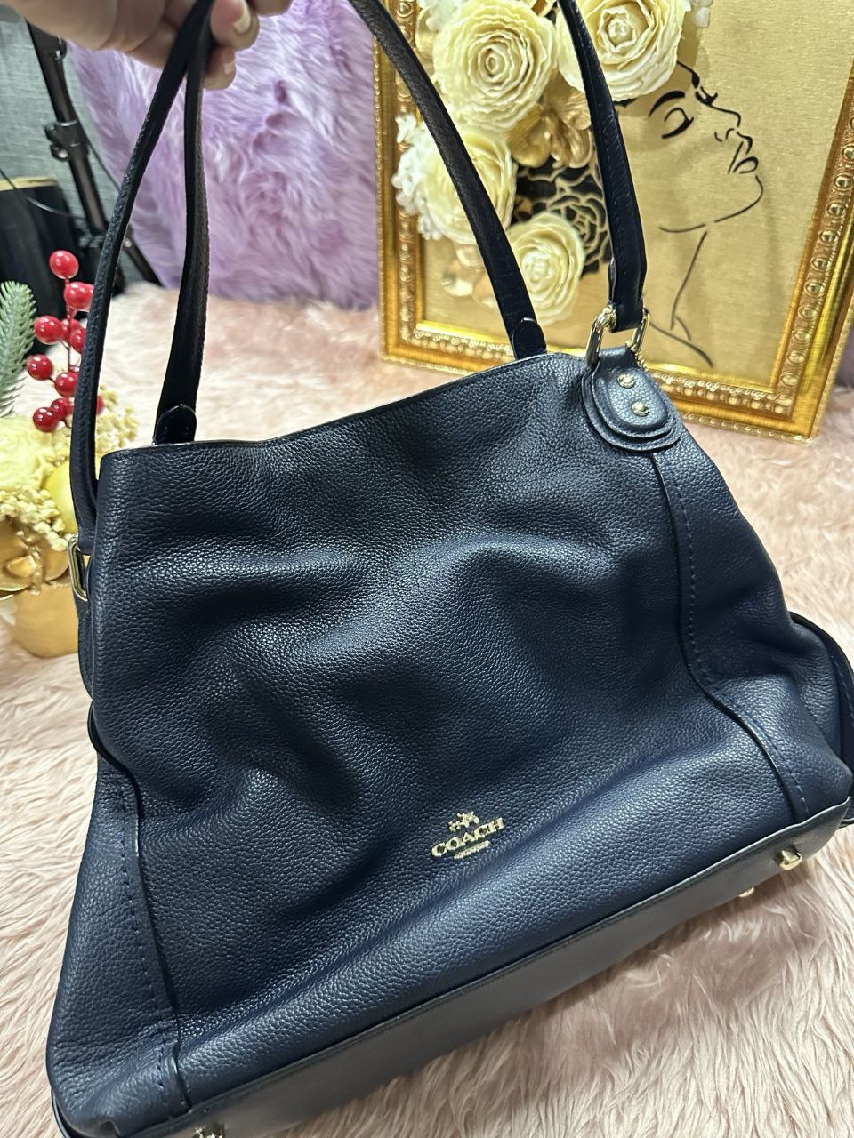 ORIG Preloved Coach Edie Large Hobo Shoulder Bag Navy Blue