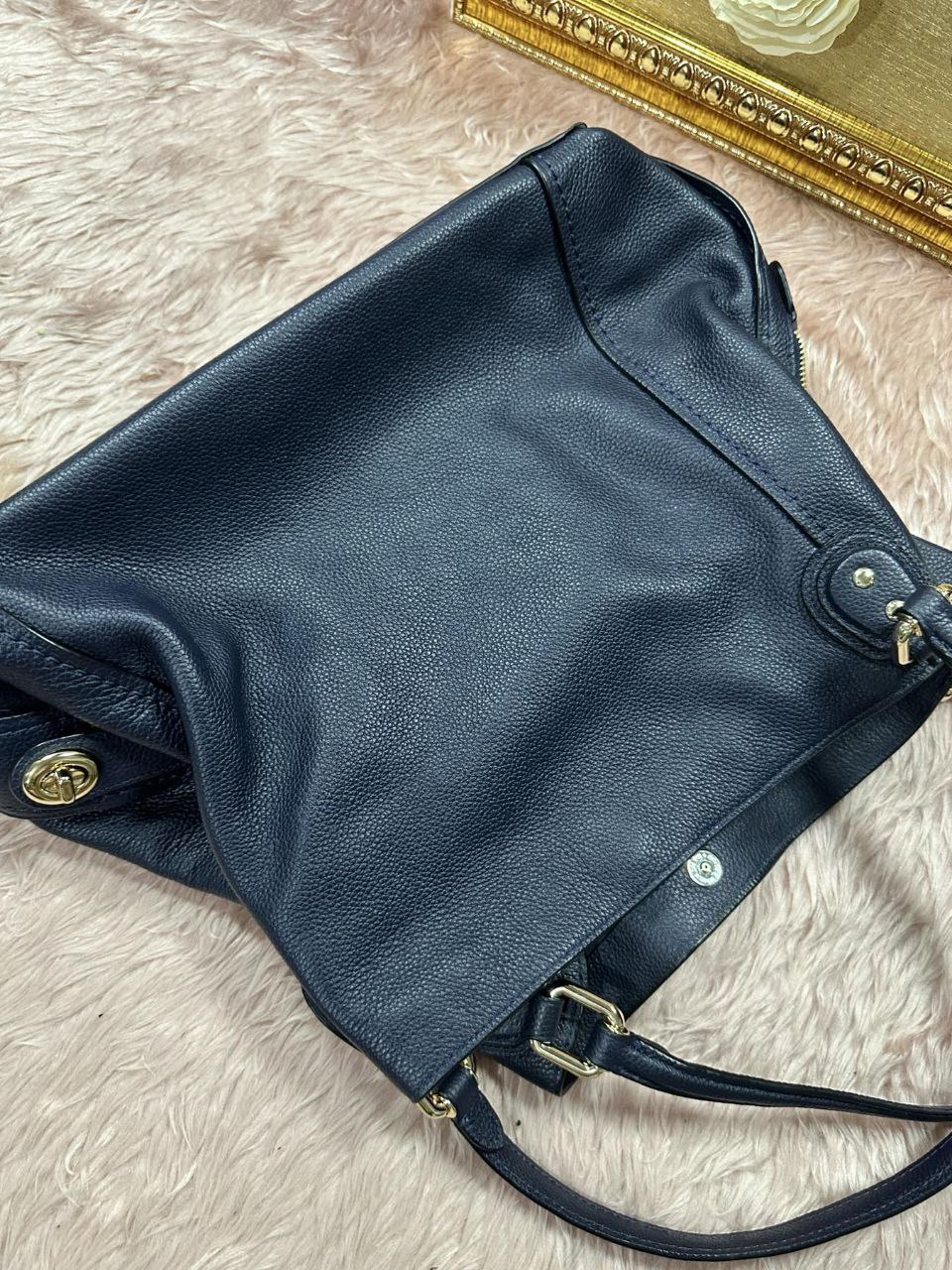 ORIG Preloved Coach Edie Large Hobo Shoulder Bag Navy Blue