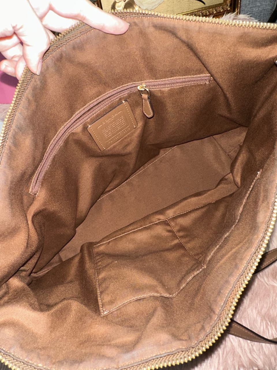 ORIG Preloved Coach Gallery Tote In Signature Canvas Khaki Brown Bag