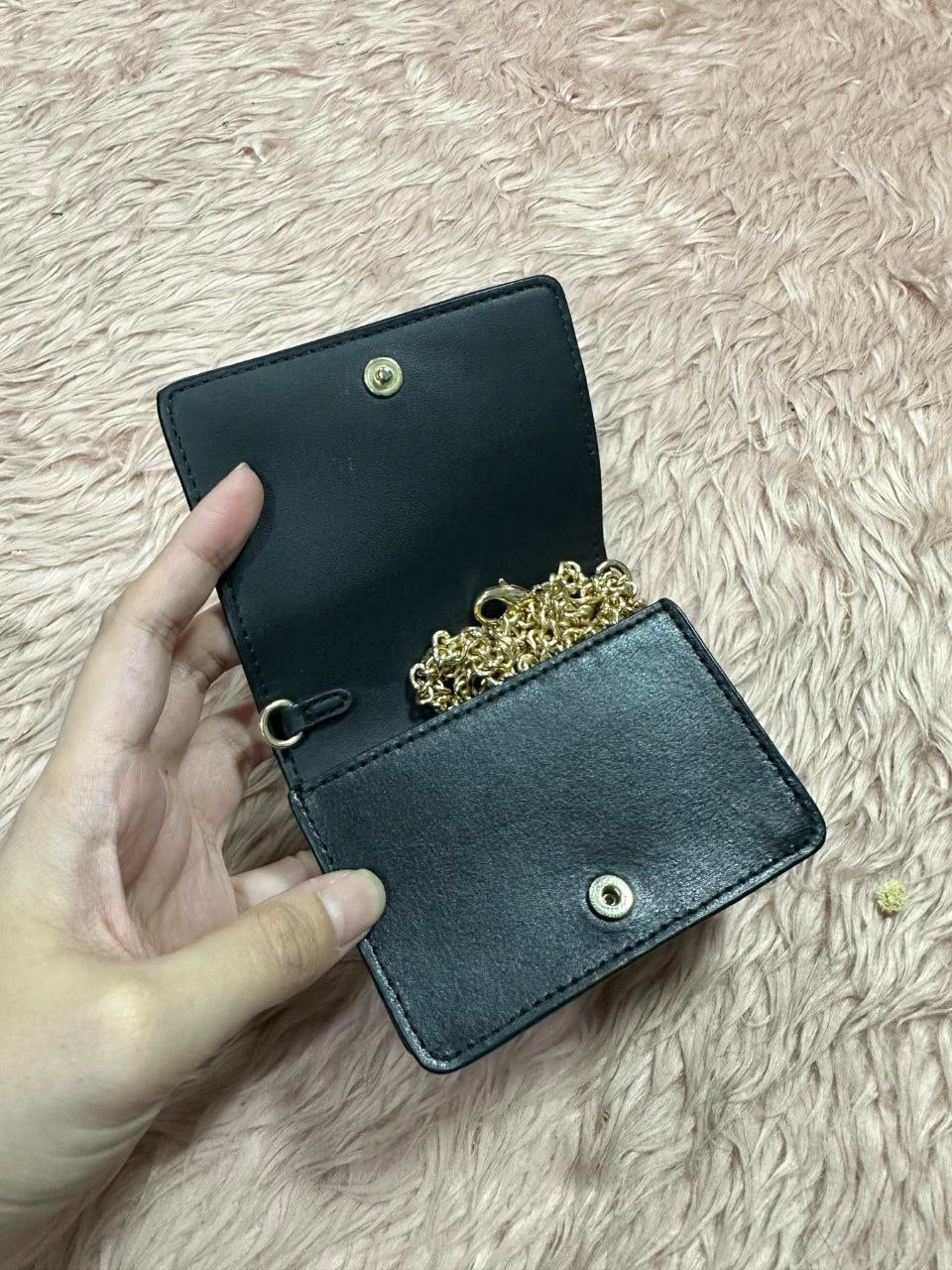 ORIG Preloved COACH MWOC Mini Wallet On A Chain Brown