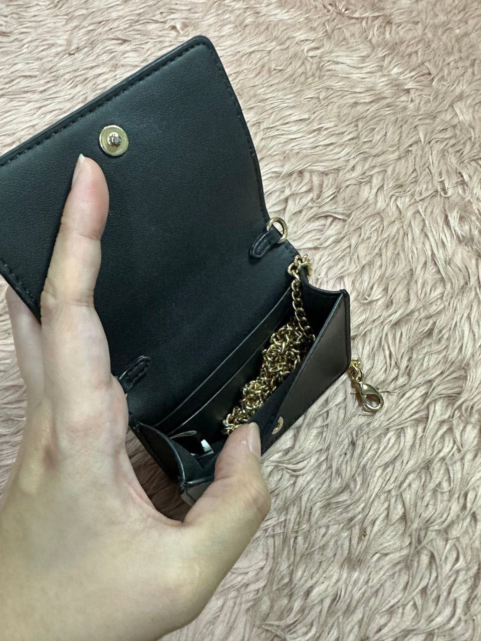 ORIG Preloved COACH MWOC Mini Wallet On A Chain Brown