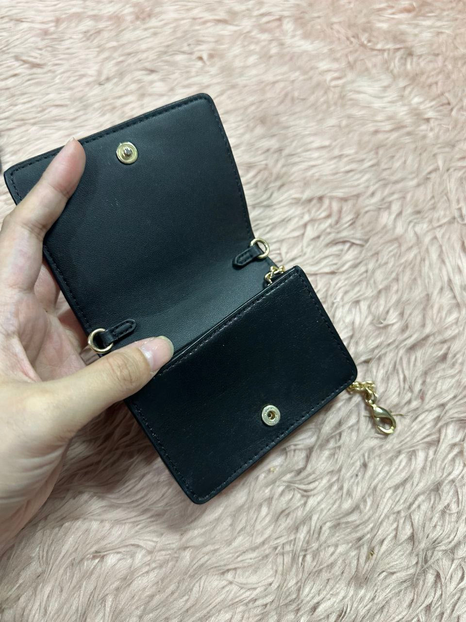 ORIG Preloved COACH MWOC Mini Wallet On A Chain Brown
