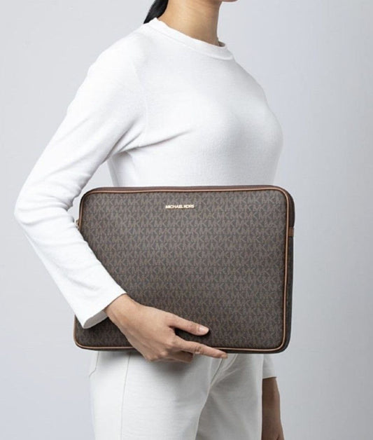 ORIG Preloved Michael Kors MK Laptop Padded Case Sleeve Brown