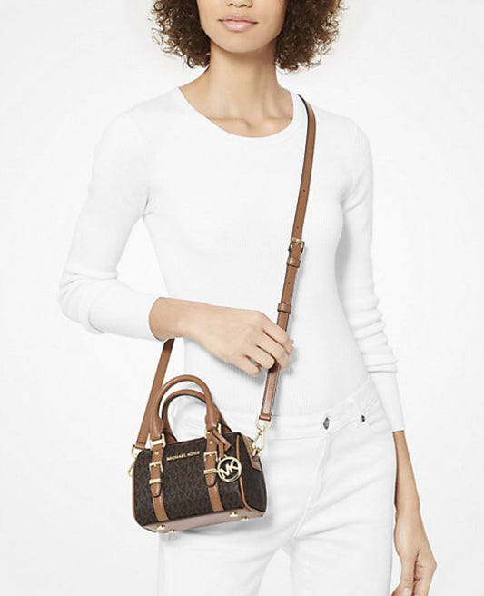 ORIG Preloved Michael Kors MK Bedford Legacy Extra-Small Duffle Crossbody Micro Brown Bag