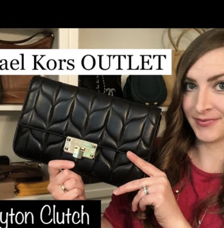 ORIG Preloved Michael Kors MK Peyton Clutch Large Quilted Clutch Shoulder Bag Black